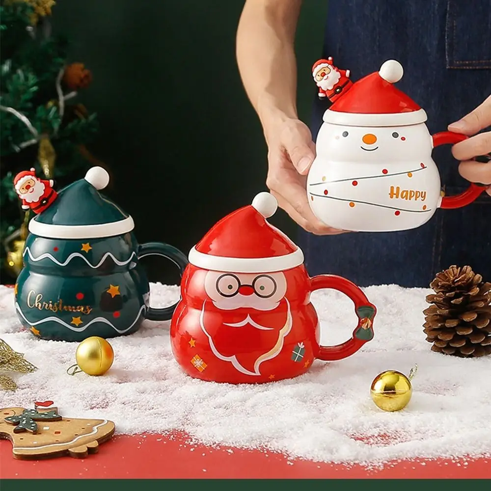 

High Quality Creative Christmas Mug Holiday Gifts With Straw Lid Couple Cups Ceramic Ceramic Cups Children'S Gift