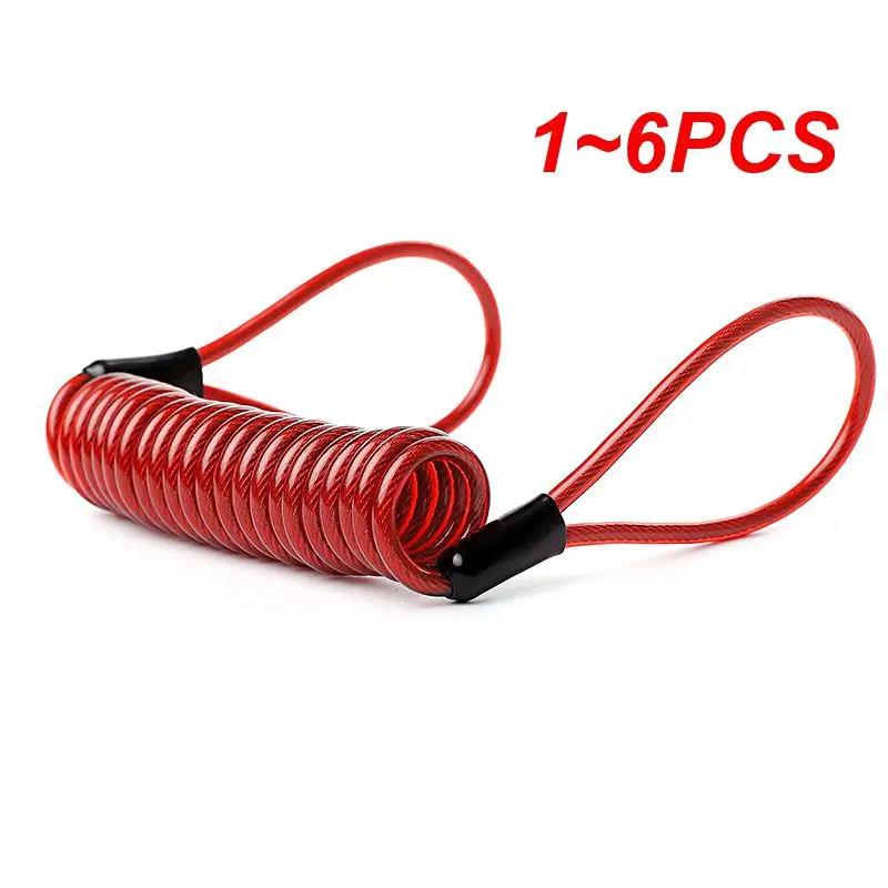 1~6PCS Portable Elastic Security Anti-Theft Spring Rope Motorcycle Wheel Disc Brake Lock Cable Wire