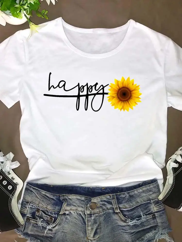 

Fashion Graphic T Shirt Clothes Flower 90s New Style Cute Women Clothing Short Sleeve Summer Tee T-shirt Cartoon Female Top