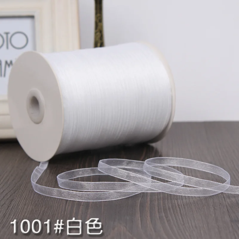 Pretty White (10 Meters/lot) 1/4''(6mm) Organza silk Ribbons Wedding Invitation Card Gift Wrapping Scrapbooking Supplies Riband