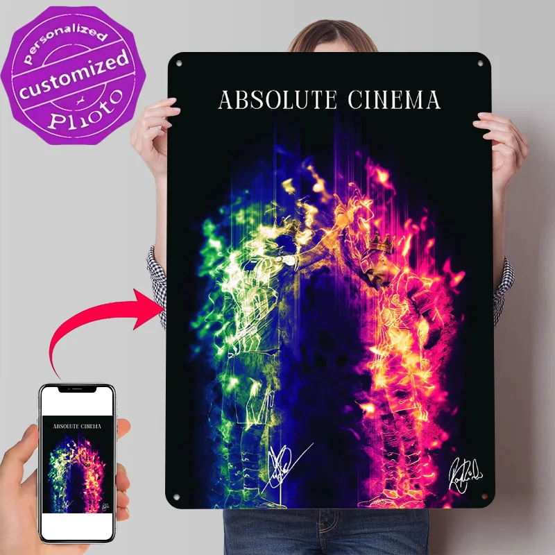 Absolute Cinema Abstract Art Personalized 3D Textured Metal Poster Wall Art Vintage Tin Signs for Home Decor Accessories House