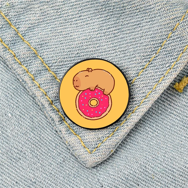 Cute Capybara Pins Custom Capy Brooches Lapel Badges Cartoon Animal Jewelry Gift for Kids Friends