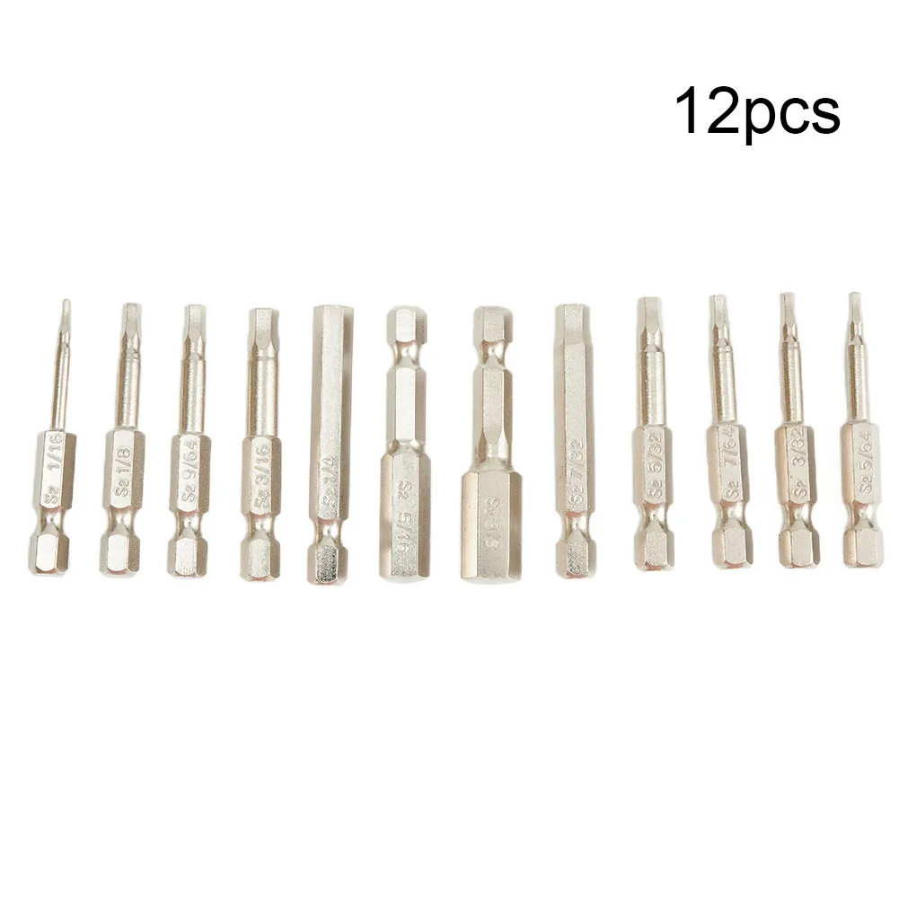 Power Drill Hex Key Bit Set 12 Pieces with Quick Change Connector Electroplated Steel Hexagon Handle for Manual Screwdrivers
