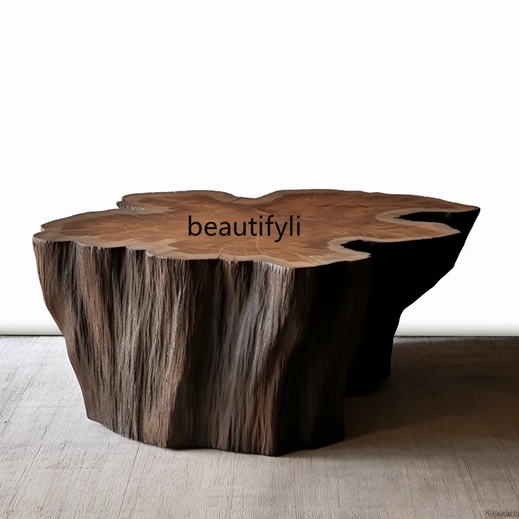 Wabi-Sabi Style Solid Wood Coffee Table Vintage Natural Irregular Artistic Tree Stump Designer Tea Table for Homestays