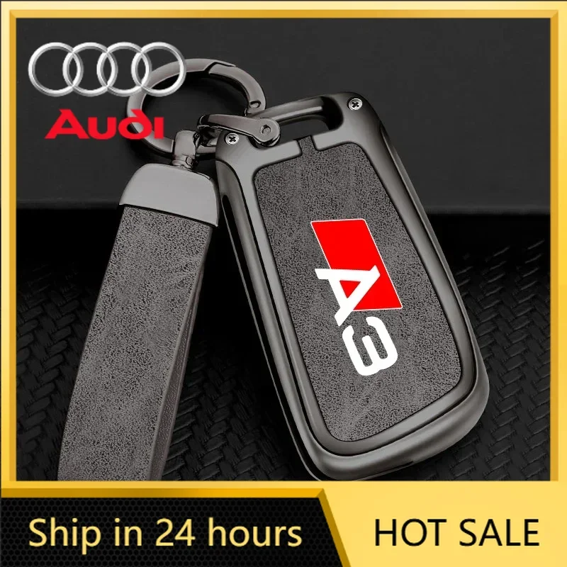 

Чехол-накладка из цинкового сплава и кожи для ключа автомобиля Audi A3 8P 8V 8L S3 RS3 с возможностью нанесения логотипа, модель 2026 года, хит продаж