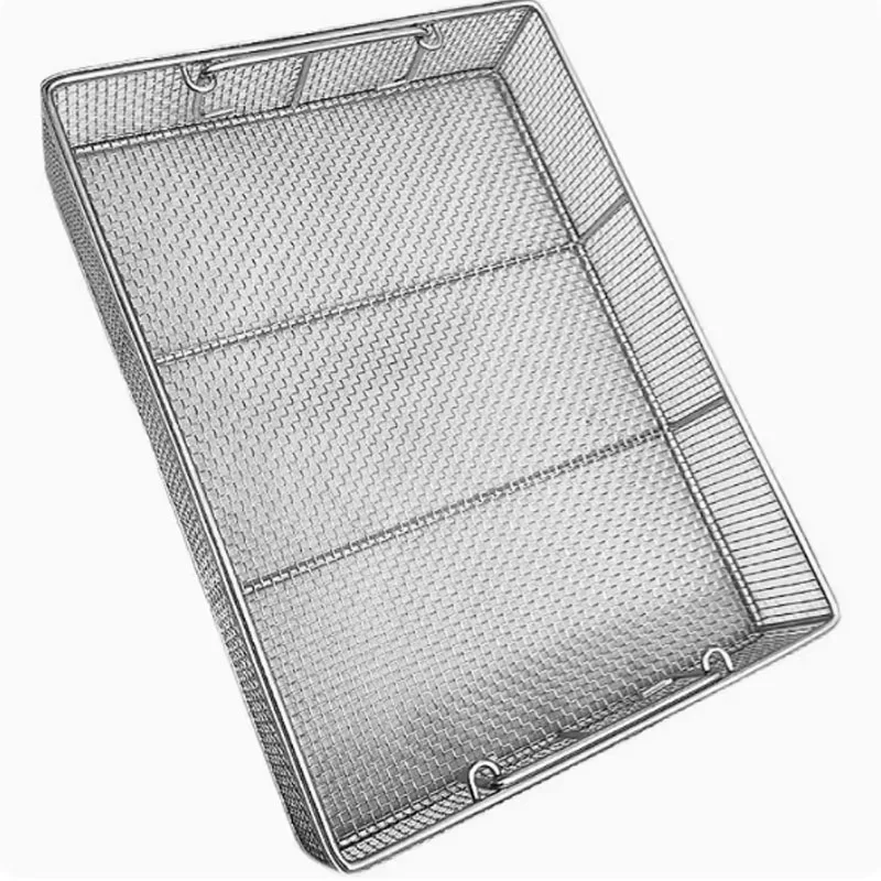 

50CM Stackable Hospital SS304 medical grade surgical instruments packing wire basket Containers Box for supplies clean room