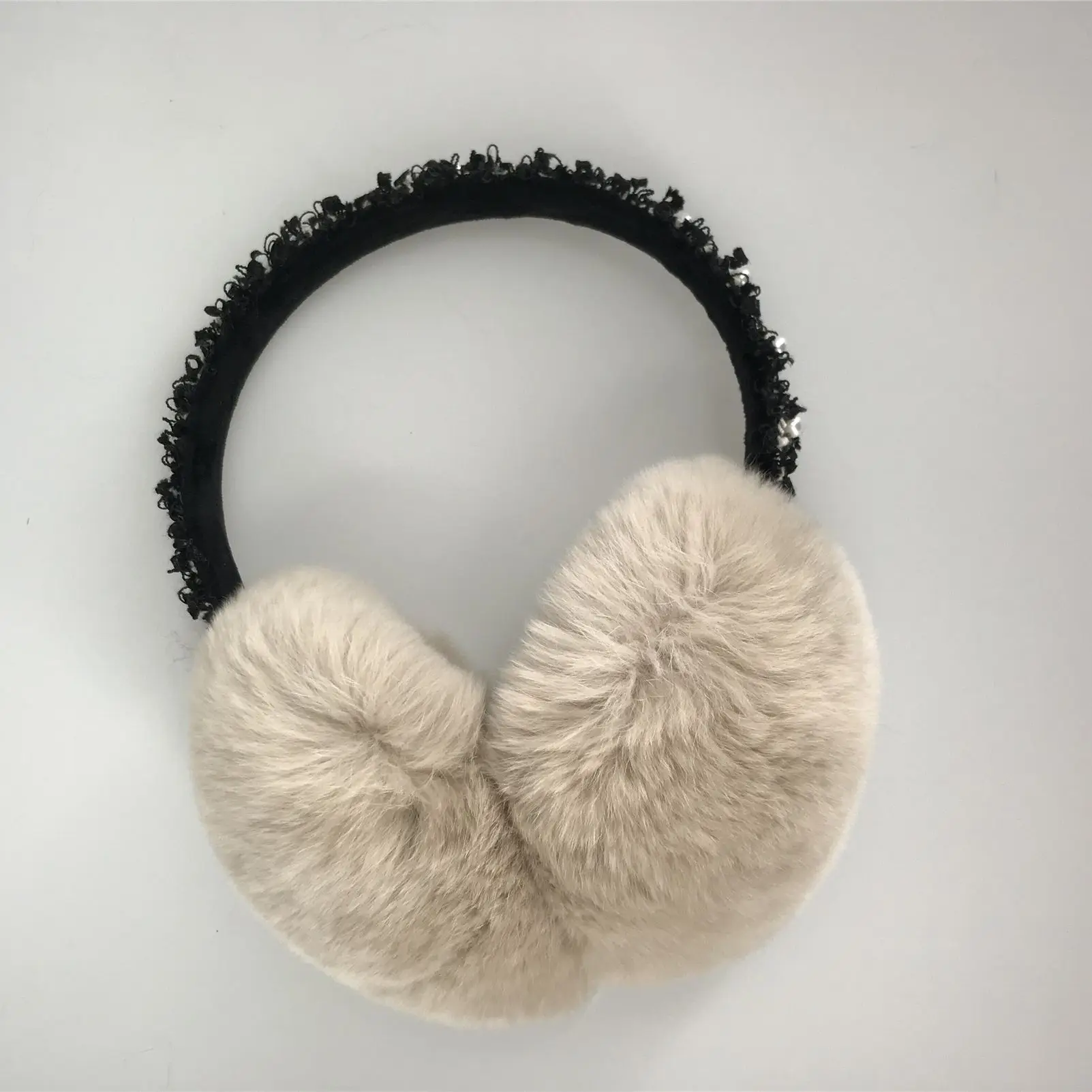 Real Rex Rabbit Earmuffs, Furry Earflap Ear Warmer, B230805