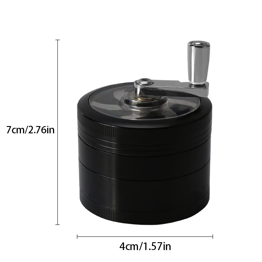 4 Layer 40mm Zinc Alloy Hand Mill With Handle Hemp Pepper Pot Spice Cigarette Accessories Herbal Tobacco Mill