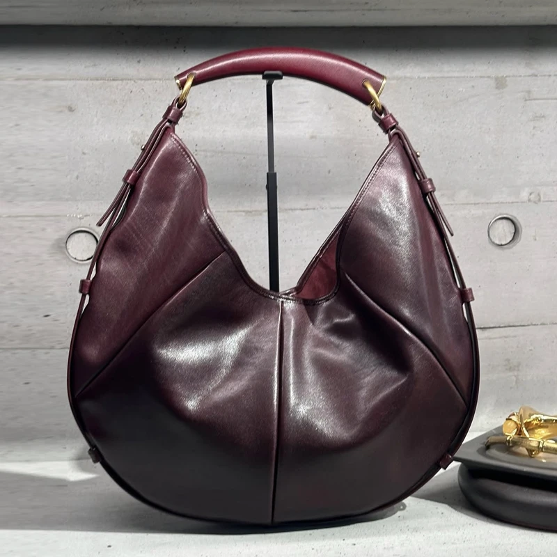 Mombasa Medium Half Moon Bags For Women Luxury Designer Handbag And Purses 2026 New In PU Splicing Design Slim Underarm Shoulder