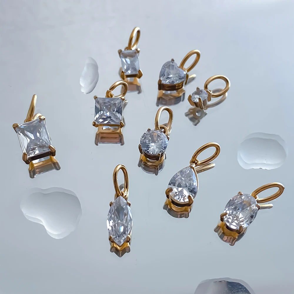 EMANCO Zircon Small Rectangle Pendant Charm for DIY Jewellery