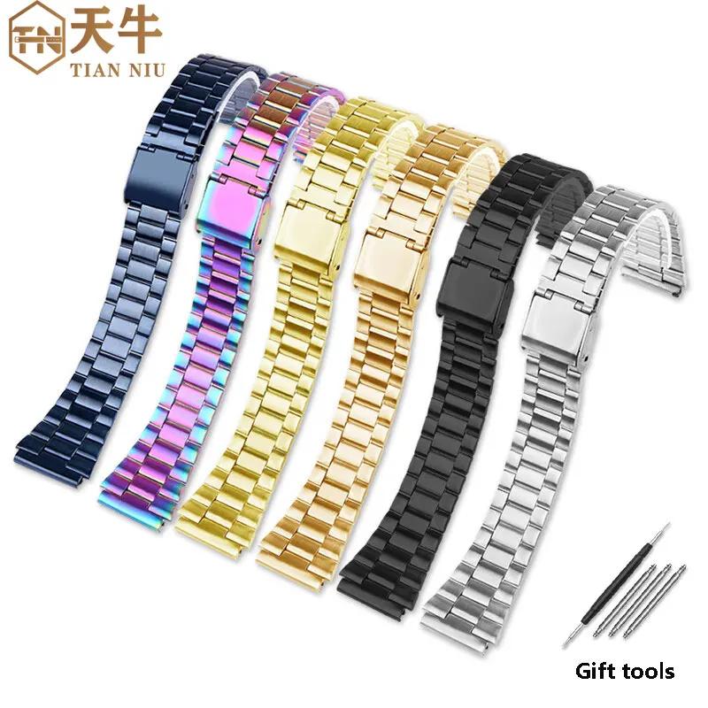 18mm stainless steel watchband For Casio A158 A159 A168 A169 AE1200/1300 AQ-230 LA-680 A168w/A158W AEQ-110 series Strap bracelet