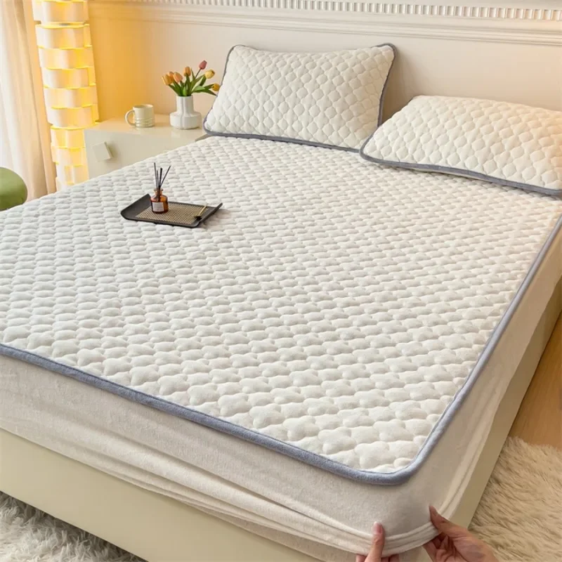 2024 new winter comfort class A high gram milk fleece soybean antibacterial fleece padded single piece mattress