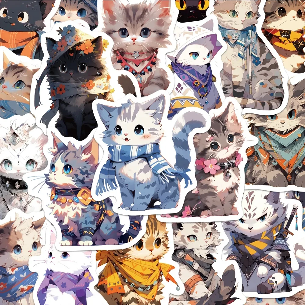 

10/30/50pcs Kawaii Ethnic Style Cat Graffiti Stickers Cute Cartoon Creative Decals DIY Scrapbook Luggage Phone Sticker Packing