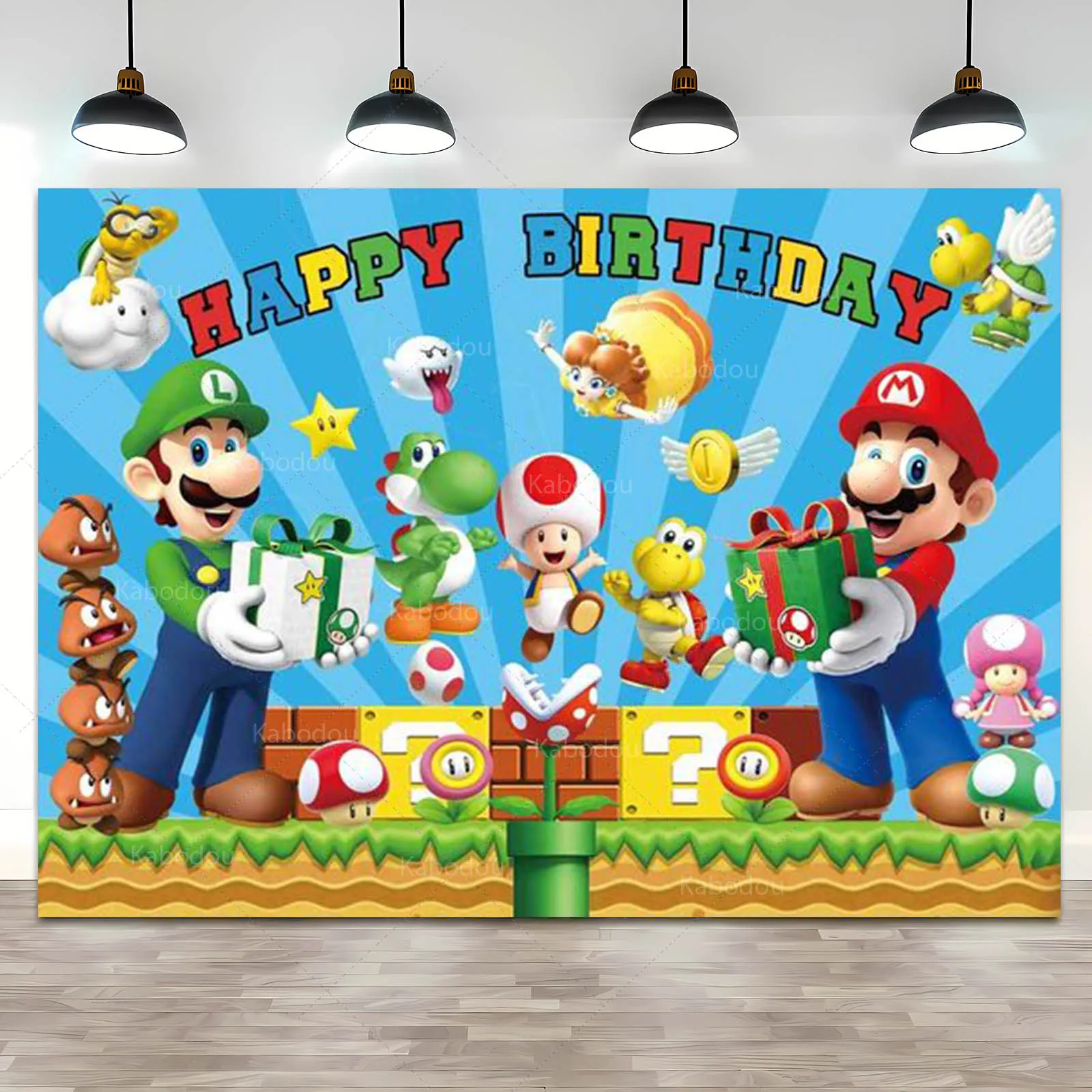 Super Marios Bros Backdrop Decor Boy Birthday Party Photography Background Event Wall Baby Shower Banner Poster Photo Studio