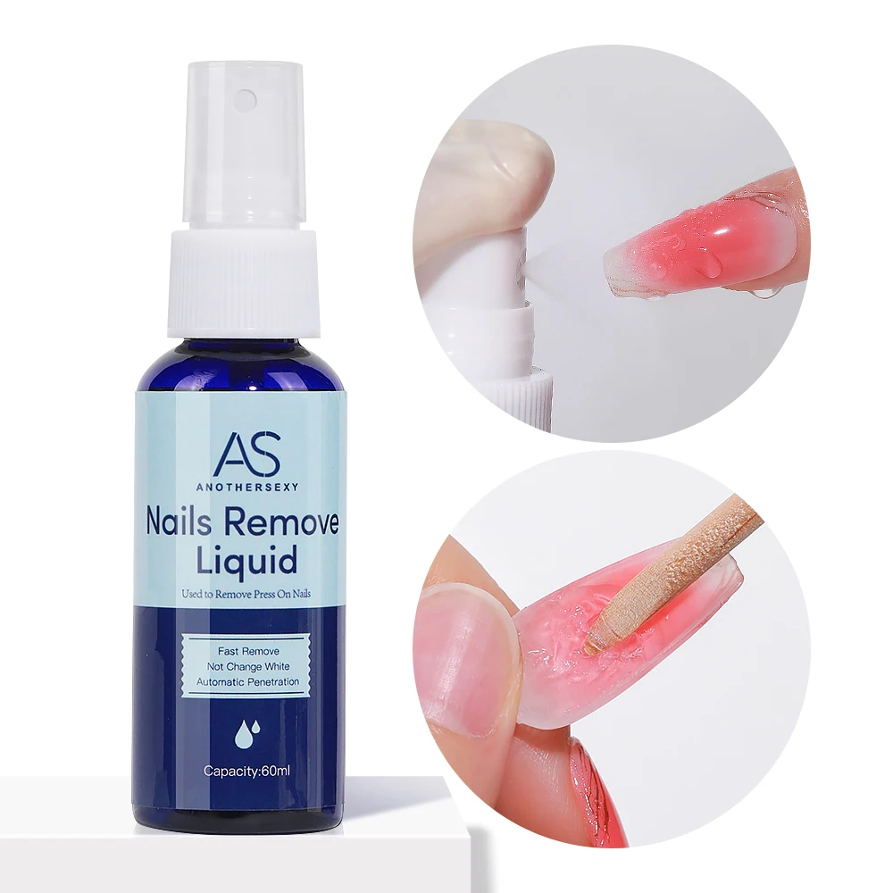 AS 60ml False Nail Tips Solid Adhesives Gel Remover Nail Liquid Easy Soften Remover Press On Nails Gel Fake Tips Remover Tools