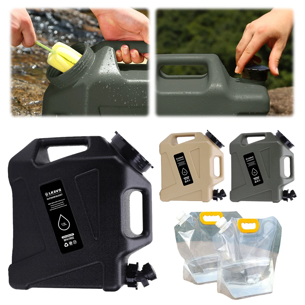 

12L Water Container No Leakage Water Storage Tank BPA Free Water Storage Carrier for Camping Car Outdoor Hiking Picnic Emergency