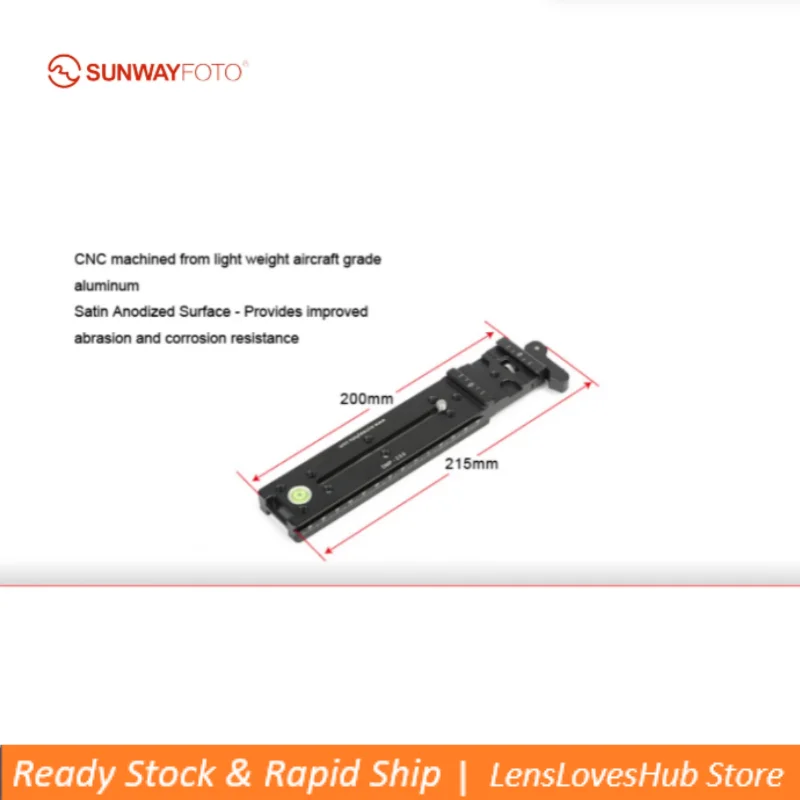 SUNWAYFOTO DMP-200L 200mm Nodal Rail Panoramic Photography Arca-Swiss Quick Release Lever Clamp for Macro Focus Stacking