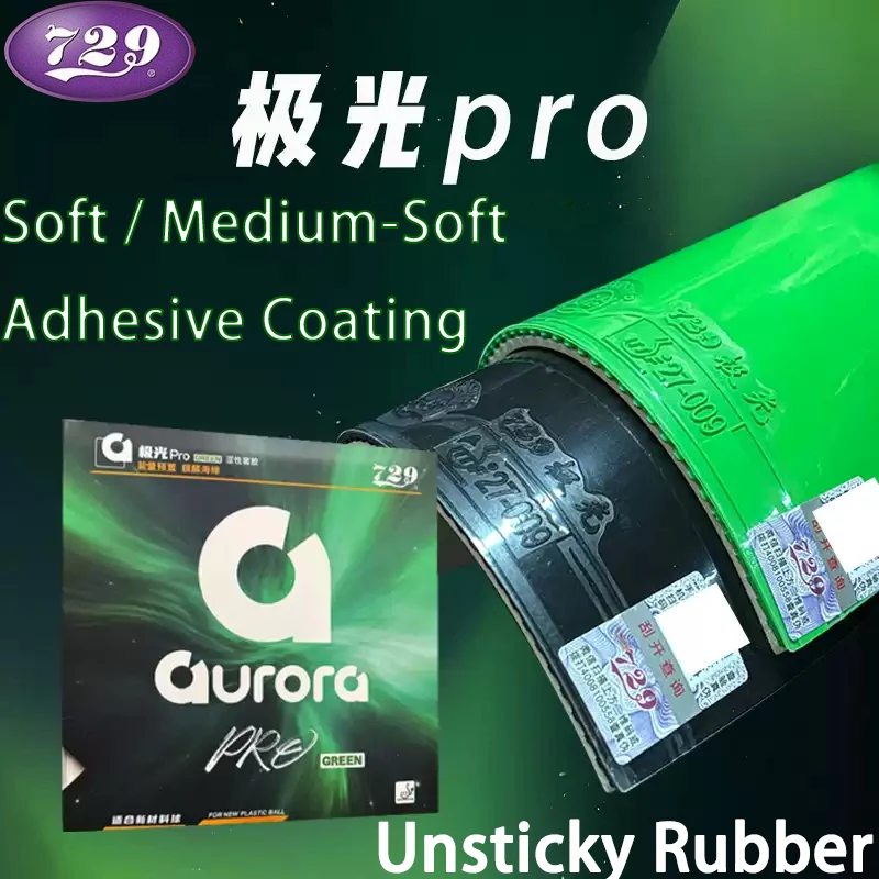 

729 Aurora Pro Table Tennis Rubber Sheet Unsticky Backhand Rubber Green Top Sheet Upgraded White Sponge Ping Pong Rubbers