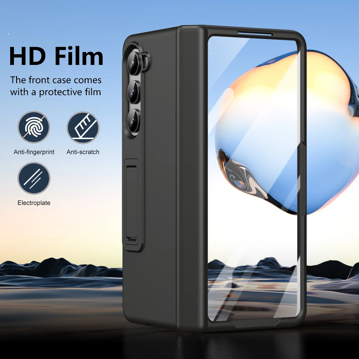 For Samsung Galaxy Z Fold 6 5 4 Case Shockproof PC Skin Feel Folding Hinge Cover With Front Protective Film For Galaxy Z Fold6