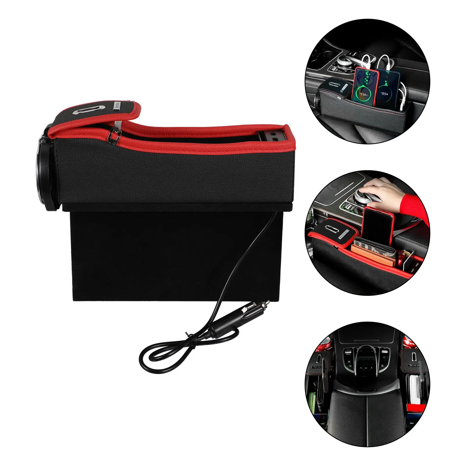 

1pc Car Seat Gap Storage Box PU Material Organizer Filler Console Space Sundries Case Clean Tidy Mobile Wallet Keys Coins Gloves