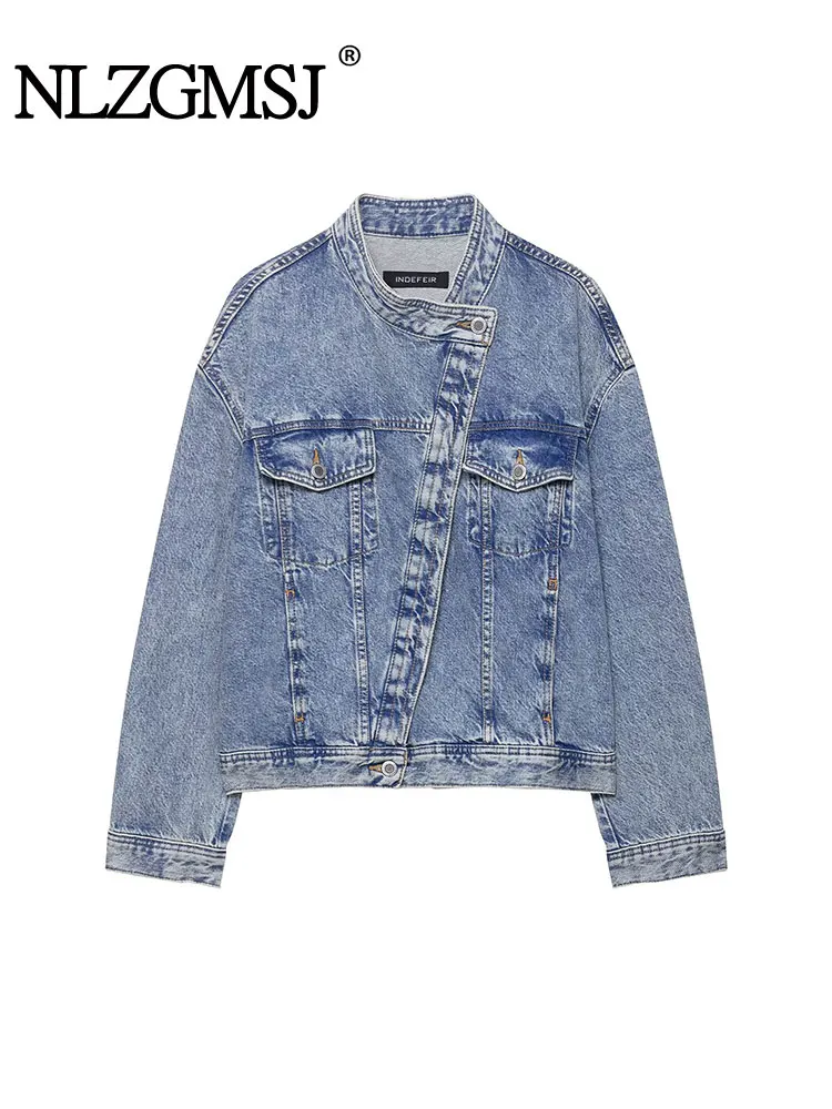 

NLZGMSJ Women's Jacket Simple Style Cowboy Long Sleeve Jackets for Women 2025 Autumn Fashion Streetwear New Outerwears
