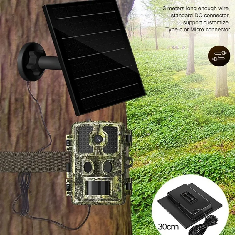 3W Trail Camera Solar Panels Portable Solar Panel Build-In 5000Mah Battery Compartment IP65 Waterproof Hunting Accessory