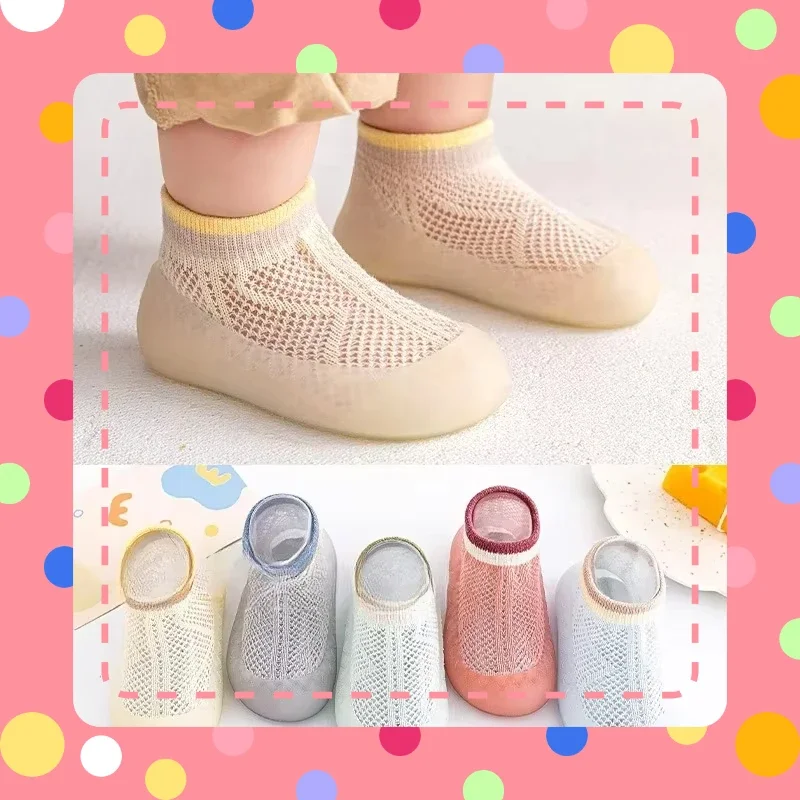 أحذية الربيع والصيف للأطفال الصغار غير قابلة للانزلاق، أحذية أطفال شبكية قابلة للتنفس في الأماكن المغلقة، أحذية جوارب للأطفال