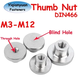 Yiqianyuan M3-M12 DIN466 SUS304 Stainless Steel Knurled Thumb Nut with Collar Blind/Through Hole 3D Printers Parts Curtain Wall
