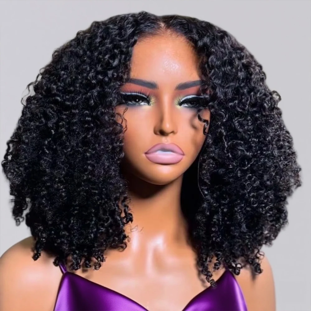 

Предварительно вырезанный без клея Бесклеевой вьющийся парик Человеческие волосы Готов к ношению Hd Кружевной фронтальный парик для женщин Предварительно выщипанные волнистые короткие парики боб