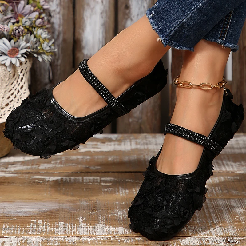 Damskie buty, oddychające, płaskie buty z siateczki, damskie baleriny Mary Jane, białe baleriny, zapatos mujer, eleganckie buty codzienne, obuwie jesienne.