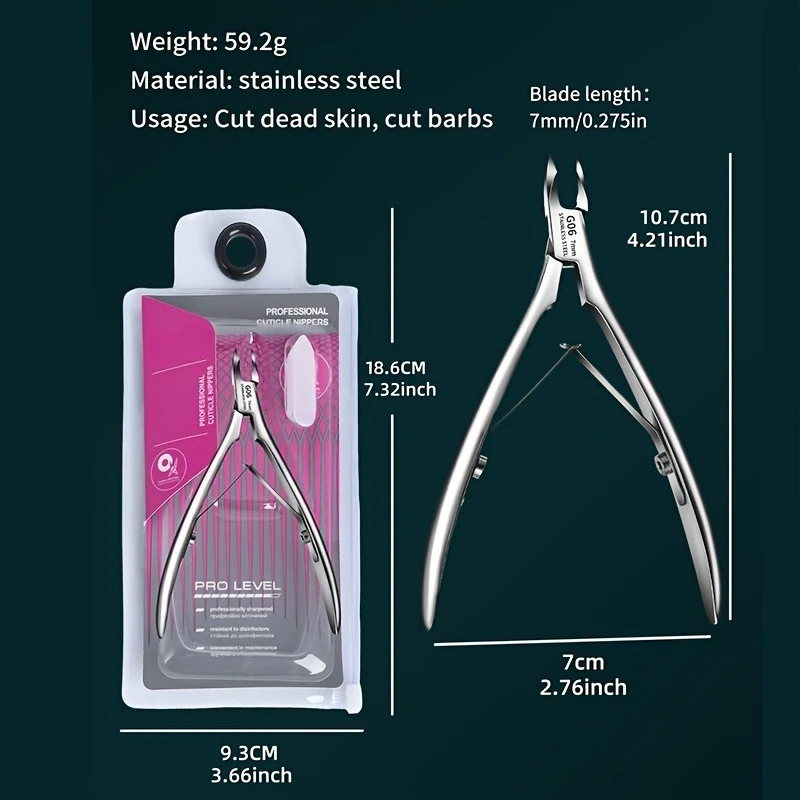 Professional Stainless Steel Cuticle Trimmer with Sharp Blade - Dual Spring Nail Clipper for Precise Manicure & Pedicure