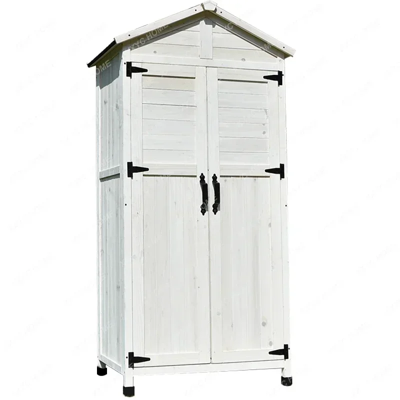 Outdoor Storage Cabinet Tools Glove Box Functional Locker Rainproof Solid Wood Courtyard Garden Balcony