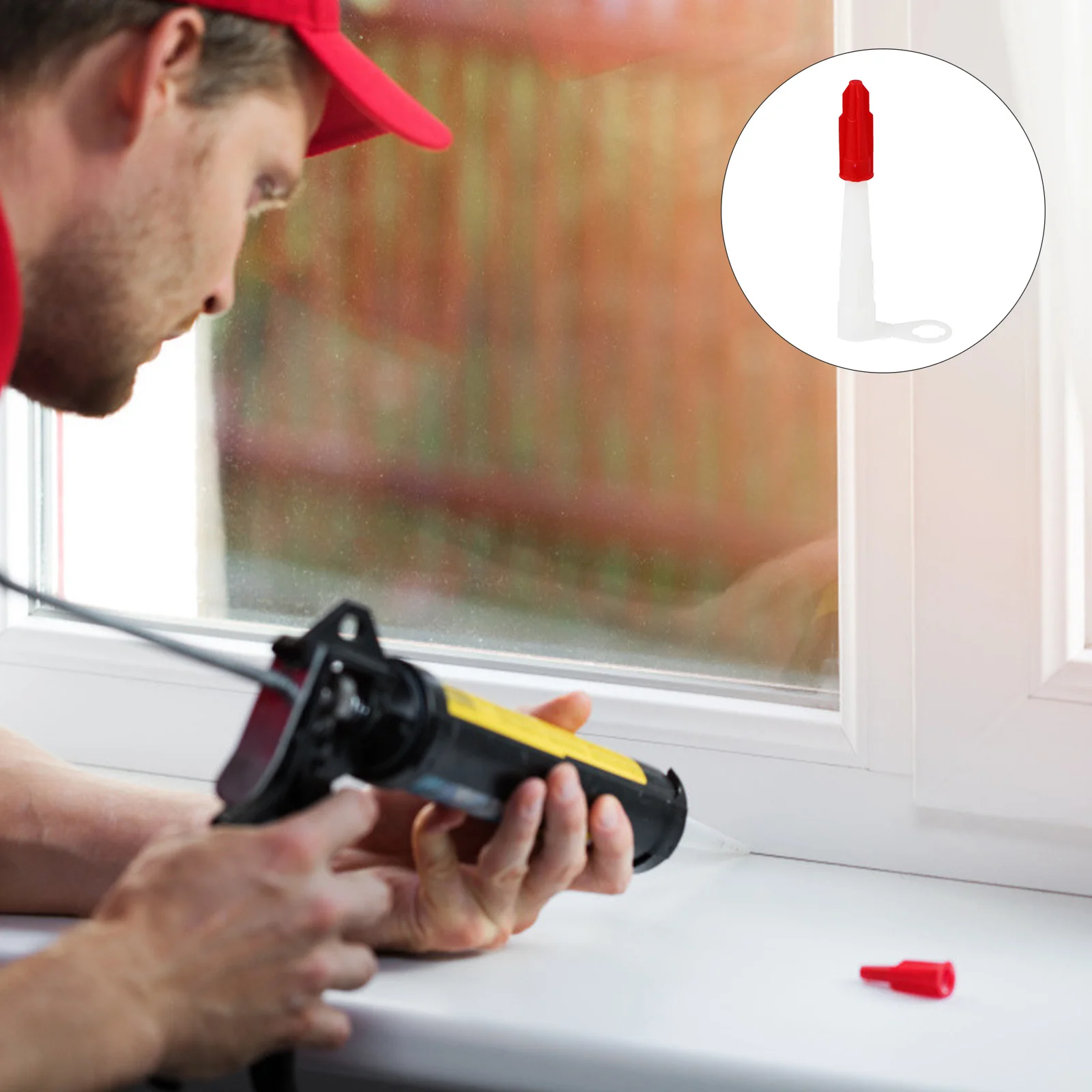 

10 pcs Caulk Nozzle Kit White Red Reusable Silicone Tube Nozzles For Caulking Device Sealant Application Glue Tips