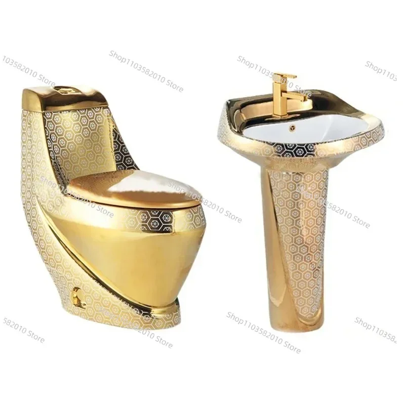 

Suitable for gold colored bathroom sets with S-shaped and P-type luxury bathroom gold plating design