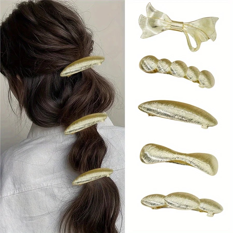 2er-Set Damen-Haarspangen aus Legierung im Punk-Stil mit geometrischem Design, französischer Stil, für dünnes Haar, halbes Haar, als Geschenk für Damen, für Freizeit und Party – Detail 2