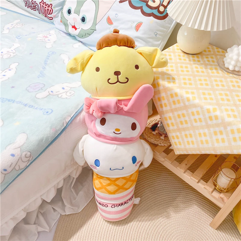 Sanrio śliczne Anime Mix długa poduszka moja melodia Pom Pom Purin Cinnamoroll pluszowa zabawka poduszka pod plecy Sofa poduszka dekoracyjna