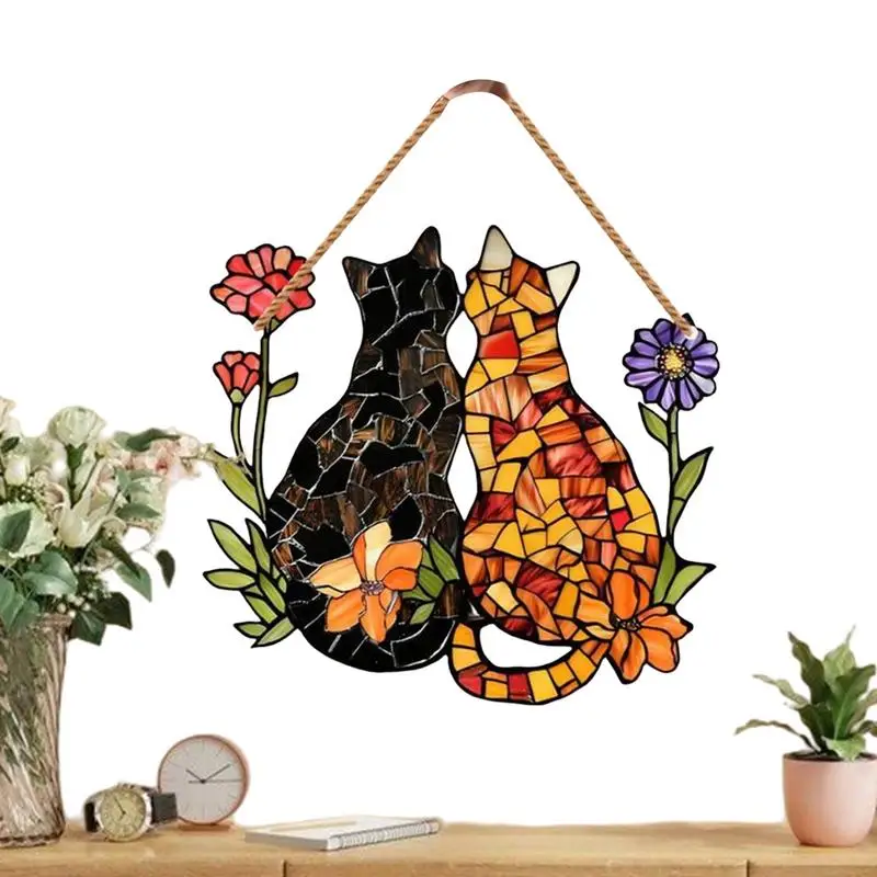 Window Ornaments Light Catchers Colorful Cat Light Catchers Pendant Artistic Sense Interior Decoration Pendant For Balcony Porch