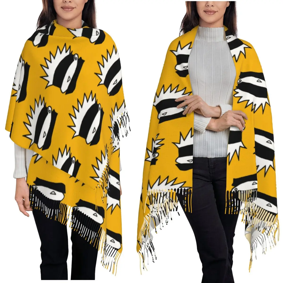 Gojo Manga Kawaii Japanese Anime Scarf Tassel Scarves for Women Soft Warm Shawls and Wraps Long Fall Winter Shawl Wrap