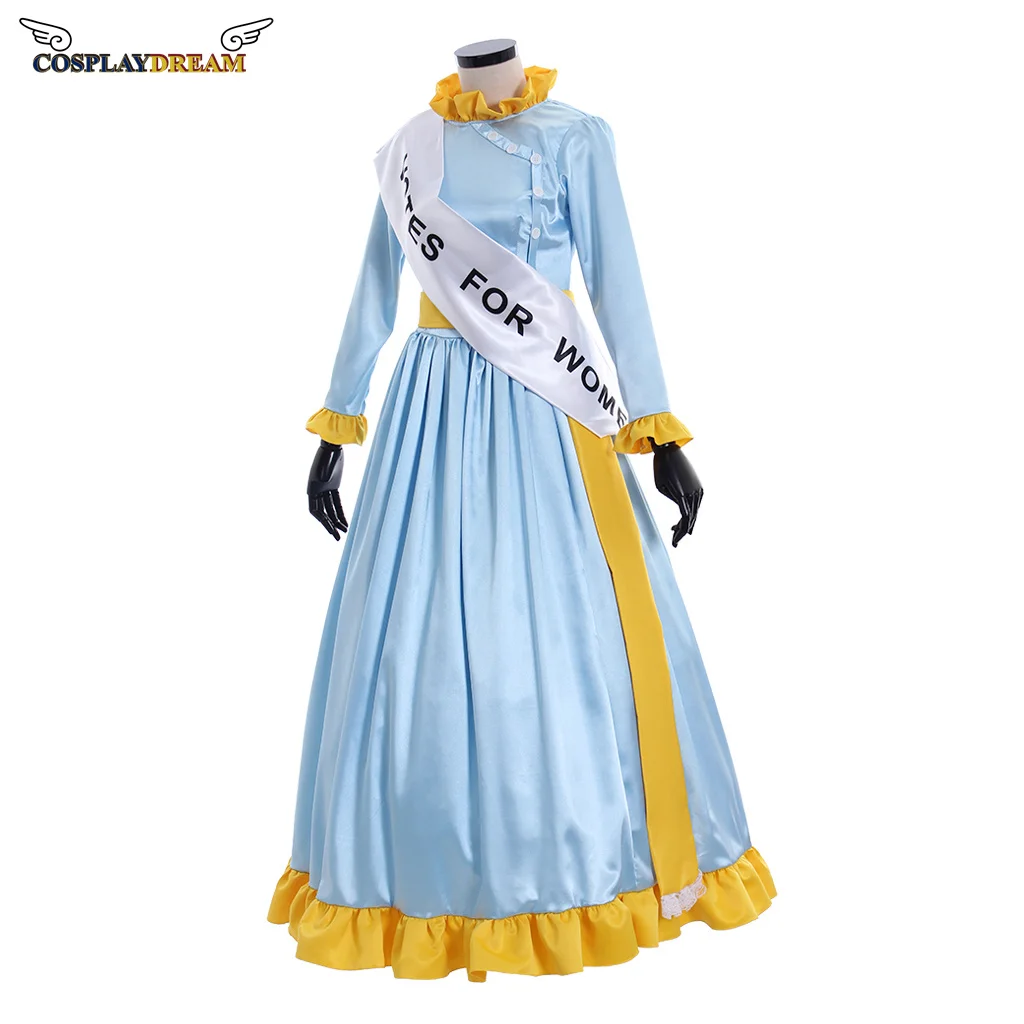 NEW! Mary cosplay Poppins Movie Cosplay Costume Winifred Mrs Banks blue dress Adult Vintage Victorian ball gown