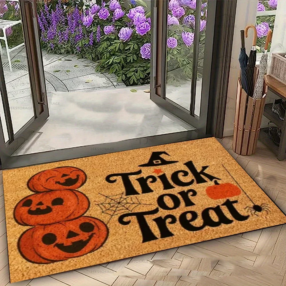 VIKAMA Jack-o'-lantern Halloween Doormat Door Mat Welcome Mat Funny Door There's Horrors This House Living Room Bedroom Decor