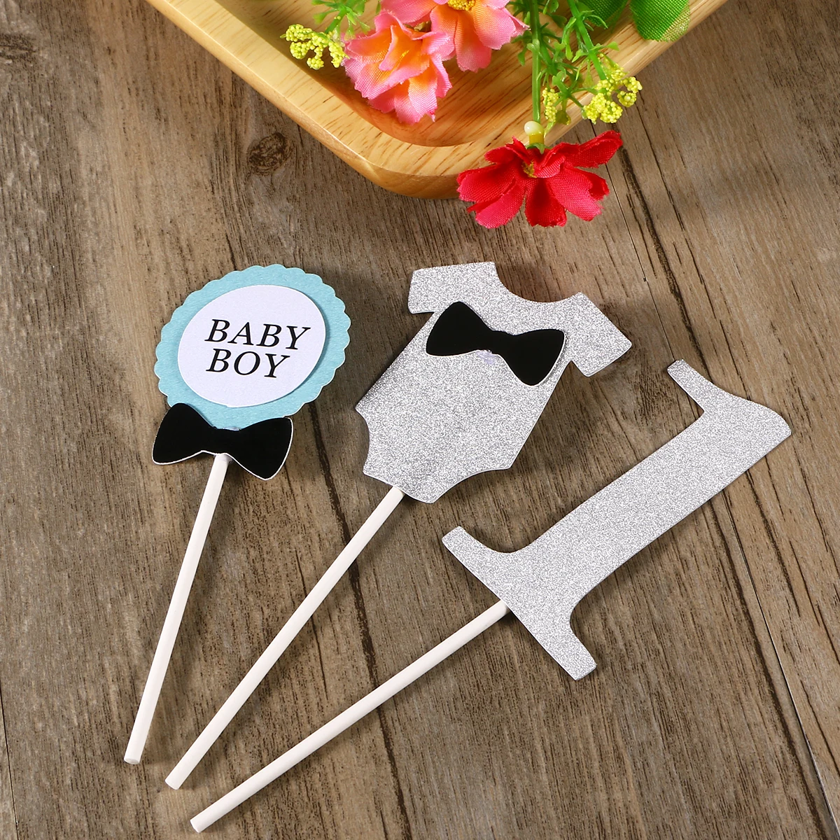 

Baby Boy 1St Birthday Clothing Design Topper Party Decor Sweet Tie Figure Decoration Novelty Baby Girl Clothing Cake Decorations