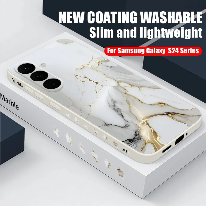 Colorful Marble Case For Samsung Galaxy S24 S23 S22 Ultra S21 S20 FE A16 A15 A25 A34 A35 A55 A52 A53 A54 5G Soft Lanyard Cover