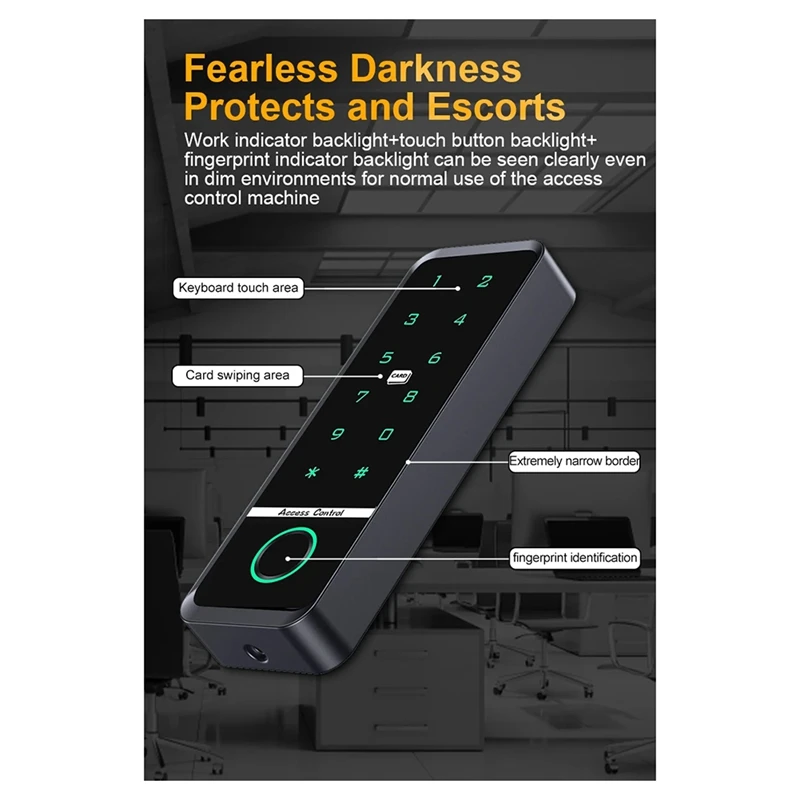 WIFI TUYA App Biometric Fingerprint Access Controller Keypad IP66 Parts Waterproof Standalone Door Access Control System(B)