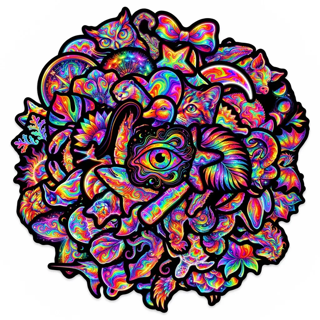 50Pcs Rainbow Tie Dye Graffiti Stickers Waterproof Creative Decals for Phone Case Journal and Guitar DIY RecordingYourLife Store