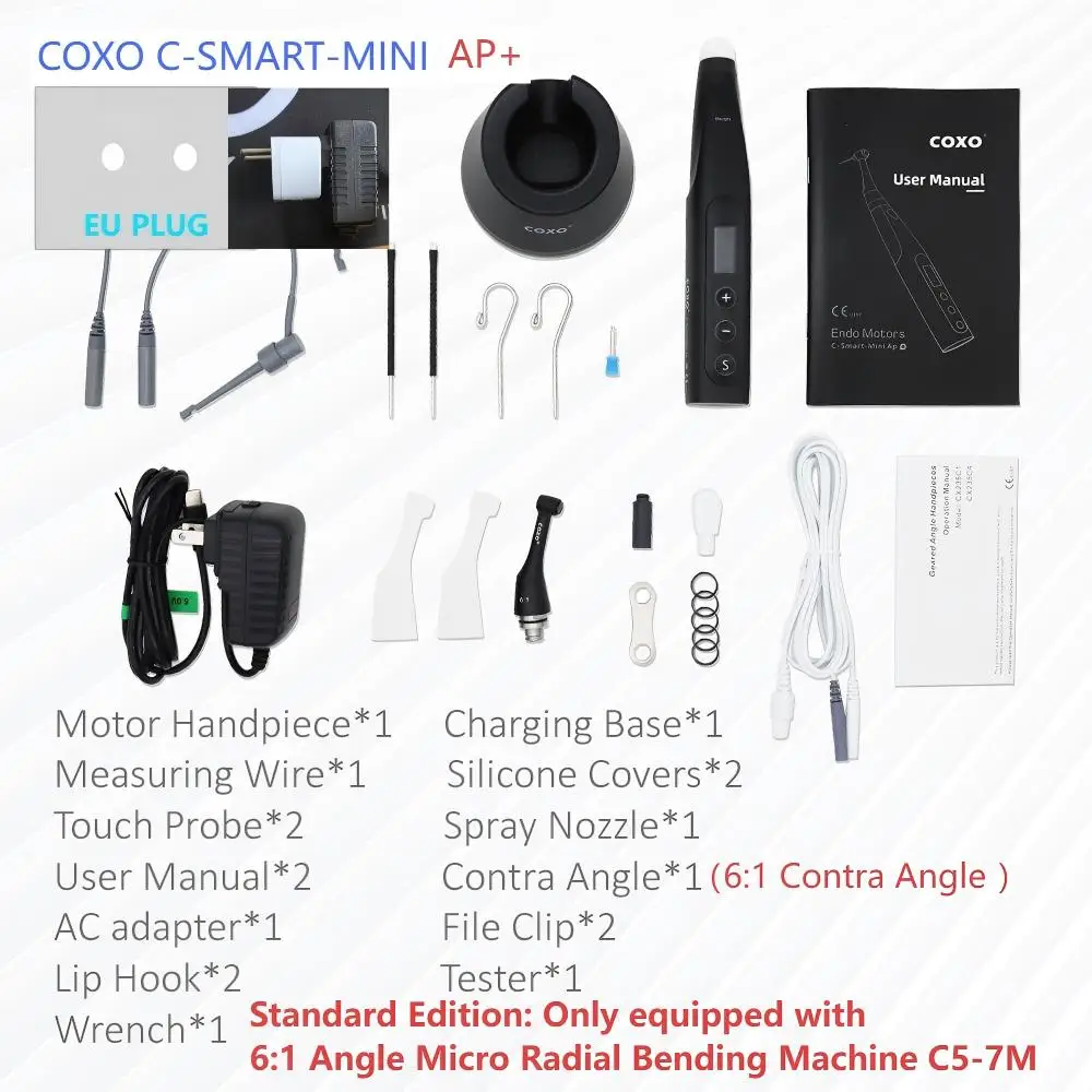 COXO C-SMART-MINI AP+ Bürstenloser Dental-Endomotor Smart mit LED-Lampe 16:1 Standard-Winkelstück mit Apex-Locator 5
