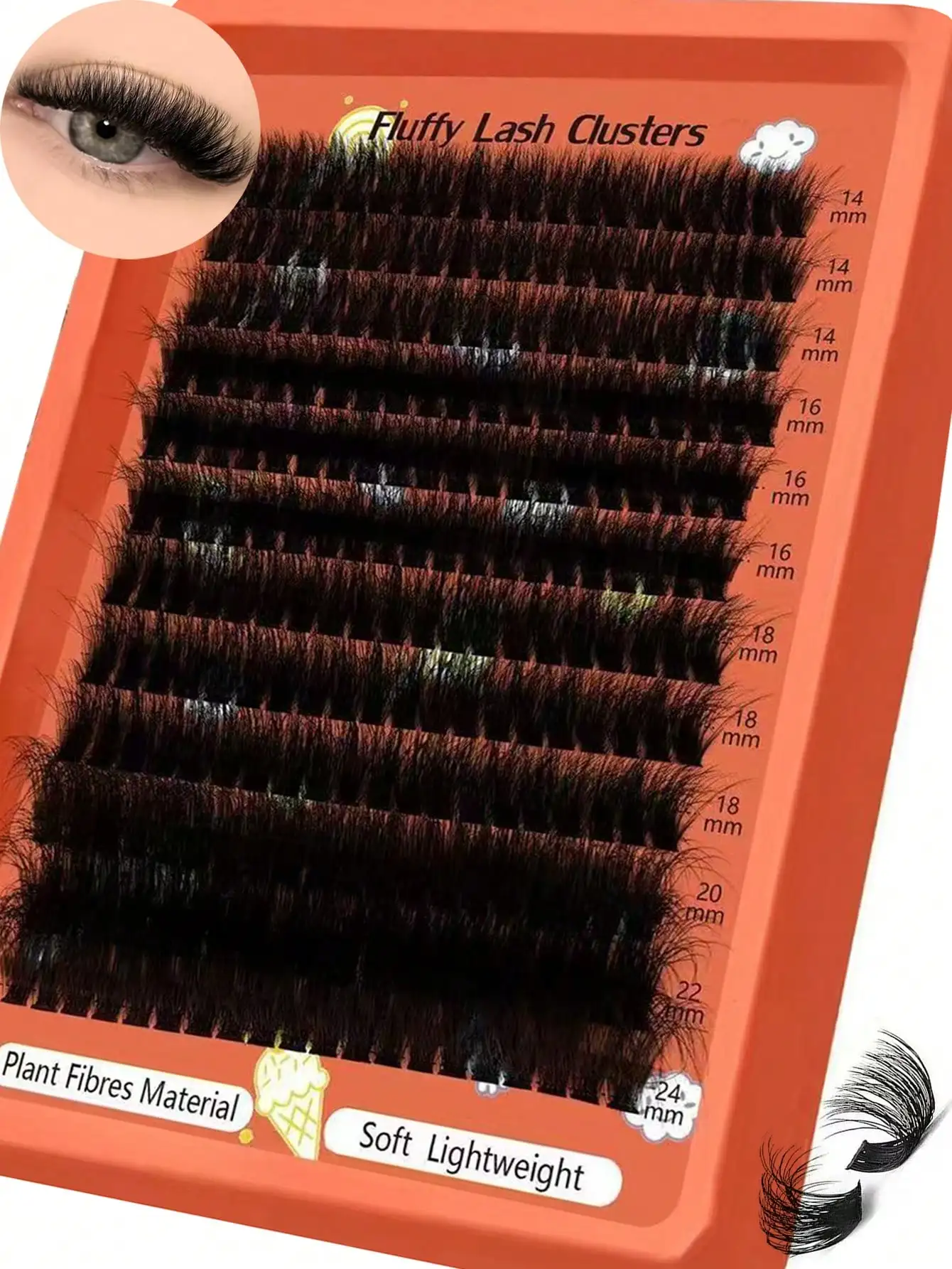 DIY Cluster Wimpern 80D-100D 8D 0,07mm D-Curl 14-22mm Gemischte Länge Dicht Voluminös Einfach Anzubringen Wiederverwendbar Weich für Anfänger – Detail 3