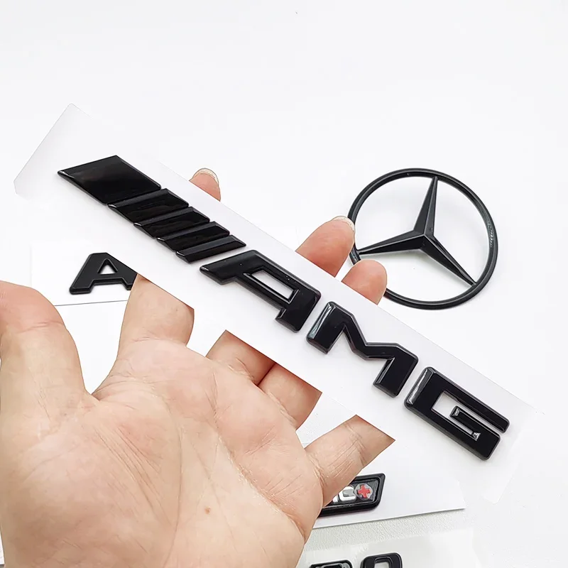 3D ABS Black Logo GLB35 Letters Turbo 4matic Emblem AMG Badge Car Rear Star Sticker For Mercedes Benz GLB35 AMG X247 Accessories