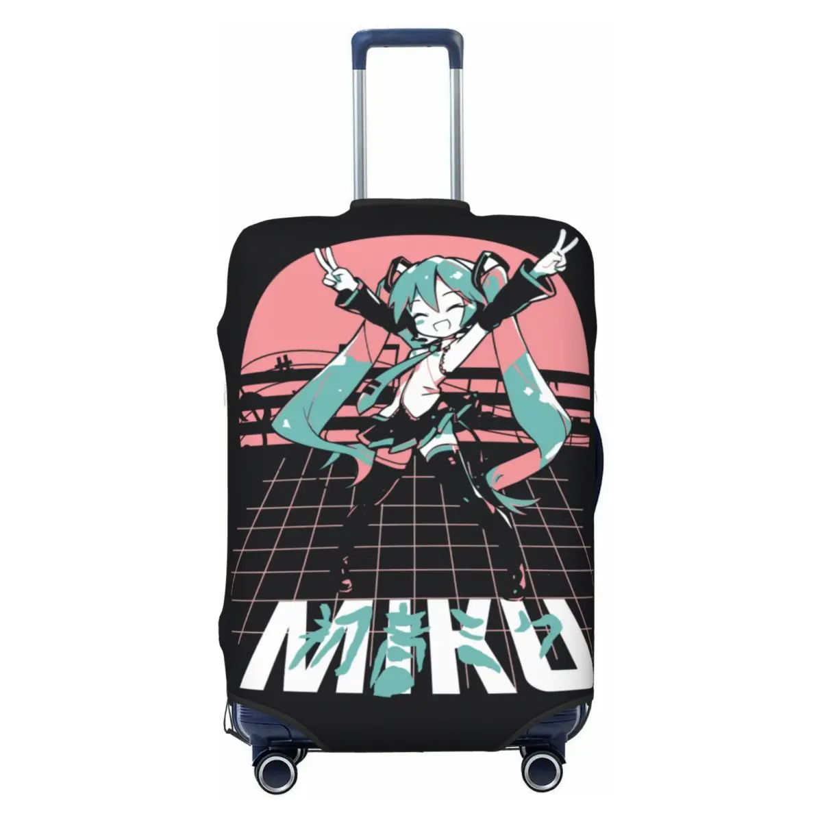 カスタム初音ミク-vocaloid-ロックアニメ荷物カバーファッションスーツケースプロテクターカバー-18-32-インチに適しています