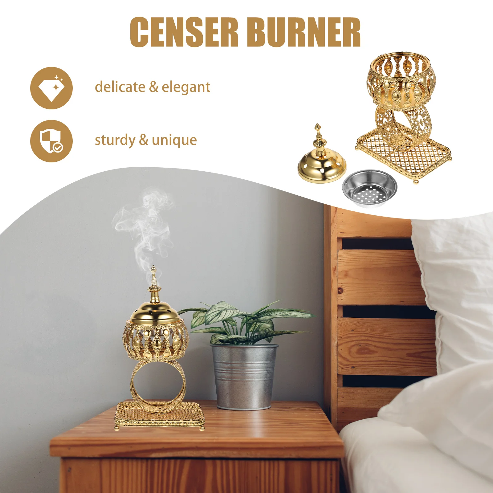 

Incense Burner Charcoal Metal Aroma Holder Decorations Decorative Censer Insence