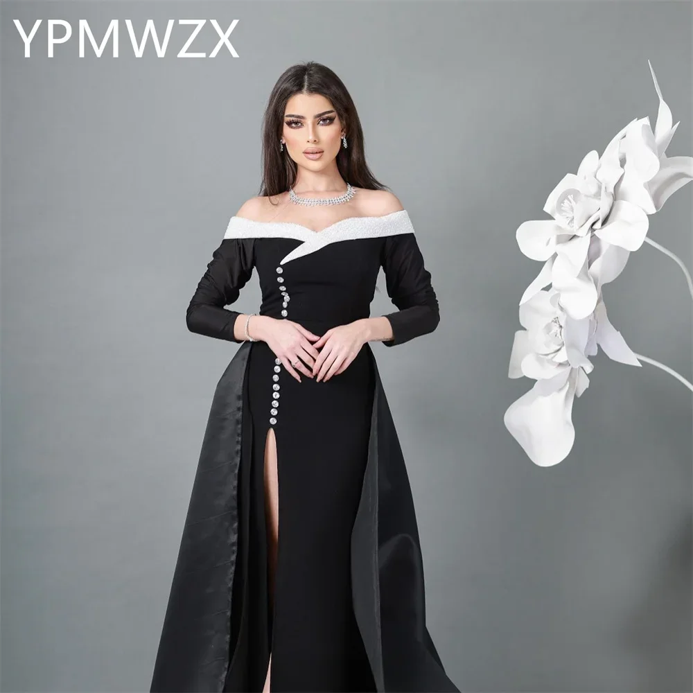 

Customized Evening Dress Party Occasion Women Prom Gown YPMWZX Off-the-shoulder Column Floor Length Skirts Stole Bespoke Occasio